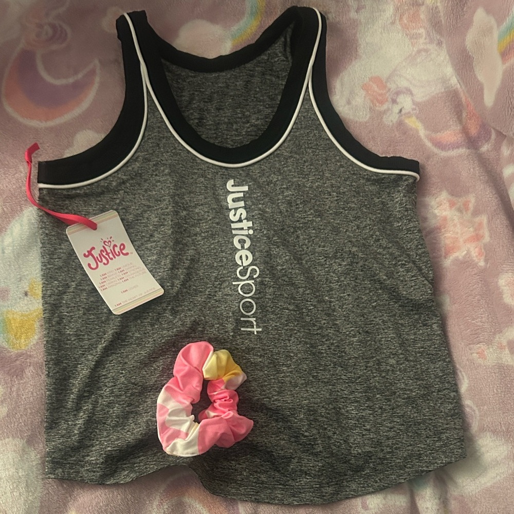 Justice Gray Tank Top with Black Trim - Picture 3 of 7